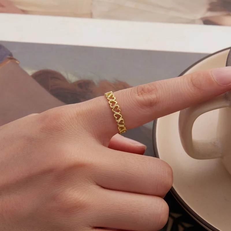 (image pour) Bague Cœur Enchaîné Pandora en Argent 925 plaquée Platine et Or - BSR654-EB - Afficher 5