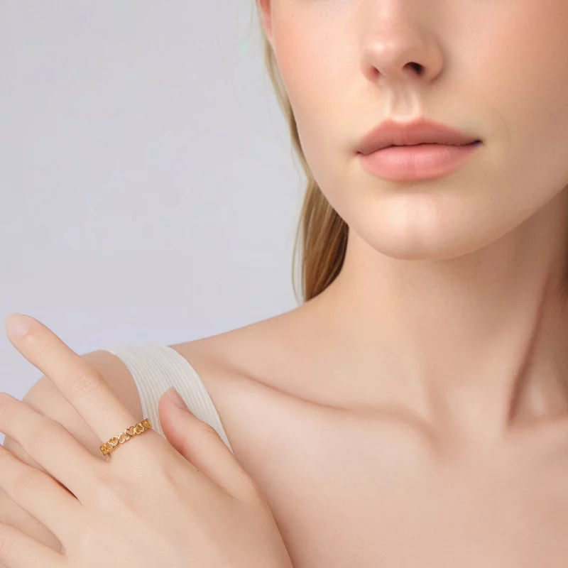 (image pour) Bague Cœur Enchaîné Pandora en Argent 925 plaquée Platine et Or - BSR654-EB - Afficher 7