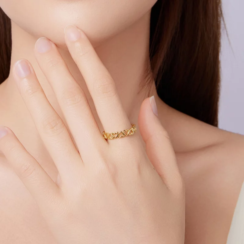 (image pour) Bague Cœur Enchaîné Pandora en Argent 925 plaquée Platine et Or - BSR654-EB - Afficher 9