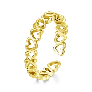 (image pour) Bague Cœur Enchaîné Pandora en Argent 925 plaquée Platine et Or - BSR654-EB
