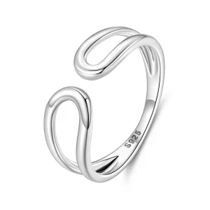 Bague Ouverte Double Couche en Argent 925 Oxydé de Style Pandora - Bijou Élégant pour Femmes - BSR682-E (image pour) Bague Ouverte Double Couche en Argent 925 Oxydé de Style Pandora - Bijou Élégant pour Femmes - BSR682-E