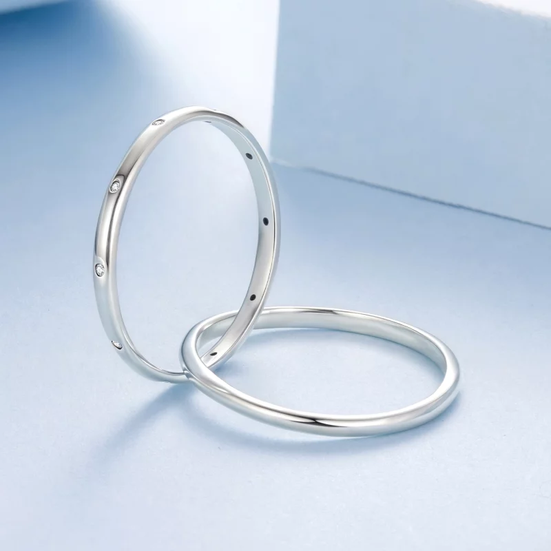 (image pour) Bague Double Éternelle en Argent 925 Pandora avec Zirconie - Plaquée Platine - B - Afficher 3