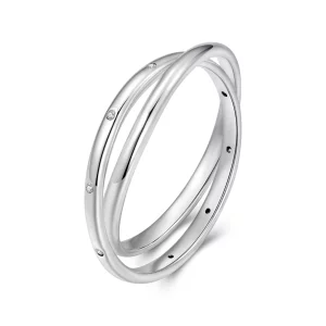 (image pour) Bague Double Éternelle en Argent 925 Pandora avec Zirconie - Plaquée Platine - BSR691