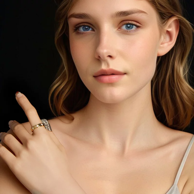 (image pour) Bague en Moissanite Trèfle à Quatre Feuilles Style Pandora en Argent 925 Plaquée - Afficher 5