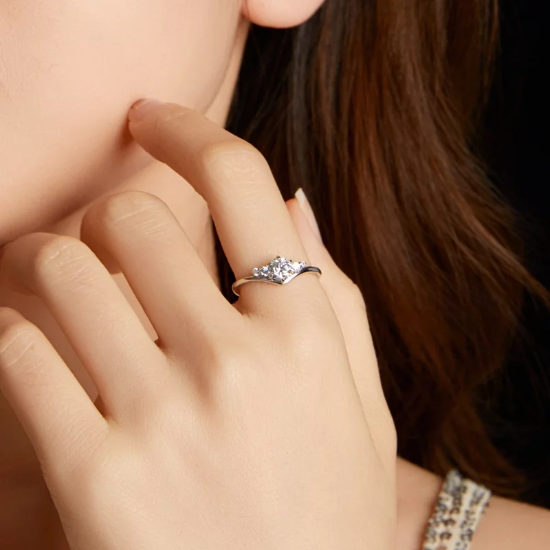 (image pour) Bague de mariage en moissanite argent 925 plaqué platine et certificat, style Pa - Afficher 6