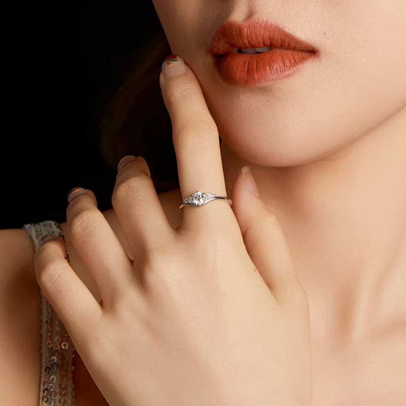 (image pour) Bague de mariage en moissanite argent 925 plaqué platine et certificat, style Pa - Afficher 7