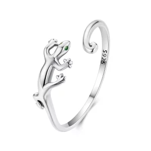 (image pour) Bague Ouverte Gecko Pandora en Argent 925 - Zircone Oxydée Ajustable - SCR1145-E