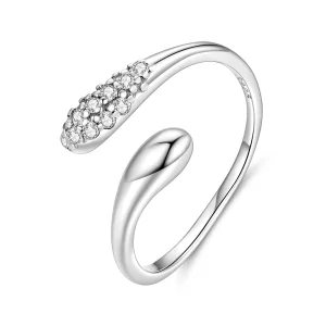 (image pour) Bague ouverte en forme de larme en argent 925 Pandora Style avec zirconite oxydée - Cadeau de bijoux pour femmes - BSR680-E