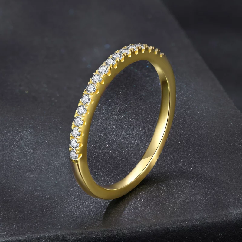 (image pour) Bague de fiançailles Moissanite Demi-Éternité Style Pandora en Argent 925 Plaqué - Afficher 2