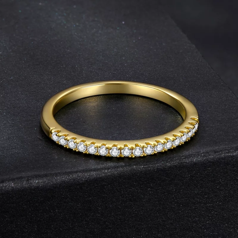 (image pour) Bague de fiançailles Moissanite Demi-Éternité Style Pandora en Argent 925 Plaqué - Afficher 4