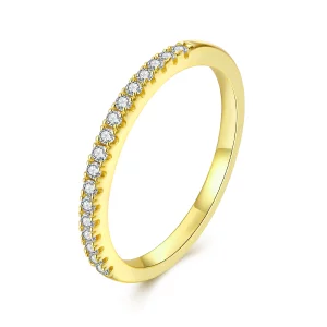 (image pour) Bague de fiançailles Moissanite Demi-Éternité Style Pandora en Argent 925 Plaqué Or Certifiée - MSR077-B