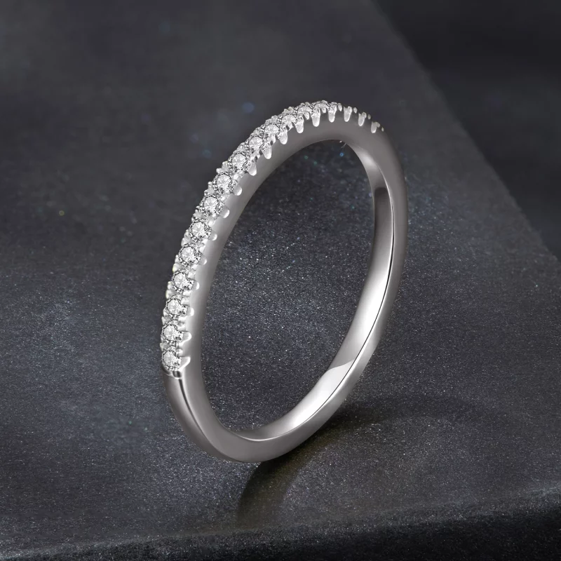 (image pour) Bague de fiançailles Moissanite Demi-Éternité Style Pandora en Argent 925 Plaqué - Afficher 2