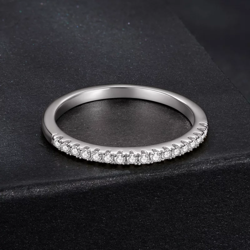 (image pour) Bague de fiançailles Moissanite Demi-Éternité Style Pandora en Argent 925 Plaqué - Afficher 4