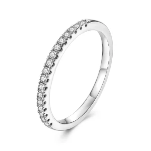 Bague de fiançailles Moissanite Demi-Éternité Style Pandora en Argent 925 Plaquée Platine Certifiée - MSR077-A (image pour) Bague de fiançailles Moissanite Demi-Éternité Style Pandora en Argent 925 Plaquée Platine Certifiée - MSR077-A