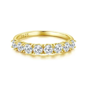 Bague en Moissanite en Argent 925 Style Pandora avec Finition Dorée et Certificat - MSR015-B (image pour) Bague en Moissanite en Argent 925 Style Pandora avec Finition Dorée et Certificat - MSR015-B