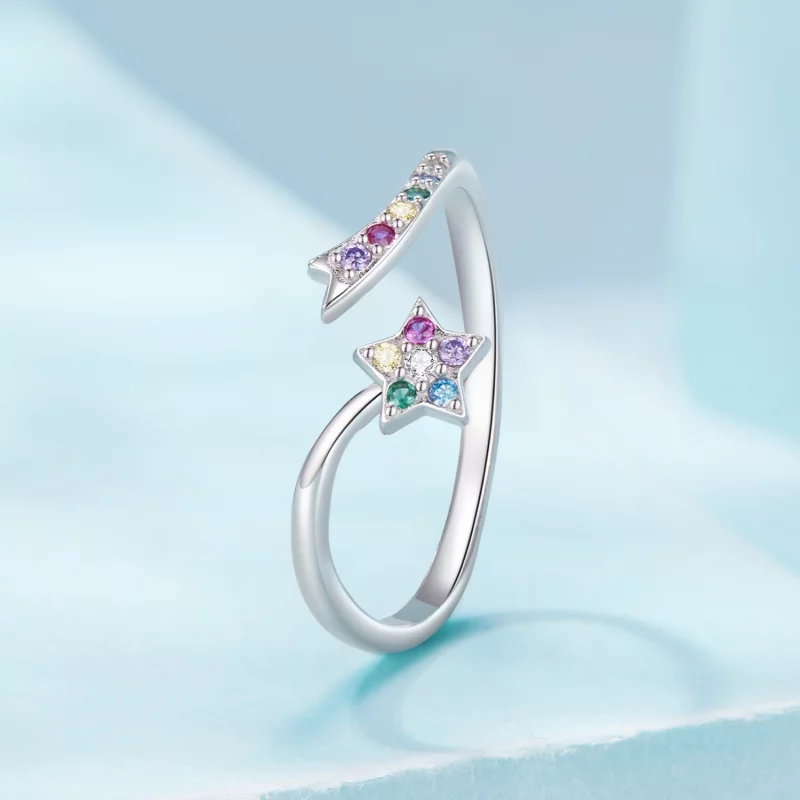 (image pour) Bague Ouverte Multicolore en Argent Sterling 925 Style Pandora Météore avec Zirc - Afficher 2