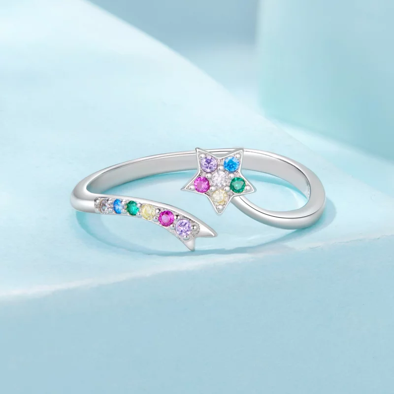 (image pour) Bague Ouverte Multicolore en Argent Sterling 925 Style Pandora Météore avec Zirc - Afficher 3