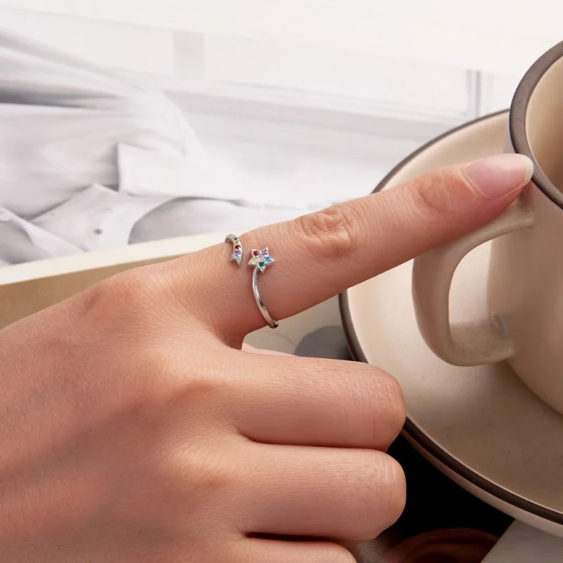 (image pour) Bague Ouverte Multicolore en Argent Sterling 925 Style Pandora Météore avec Zirc - Afficher 5