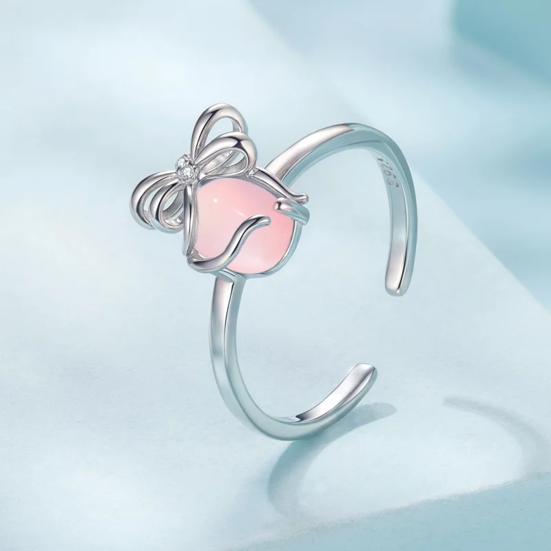 (image pour) Bague Ouverte Noeud Pandora en Argent 925 - Verre et Zircone Plaqués Platine - A - Afficher 2
