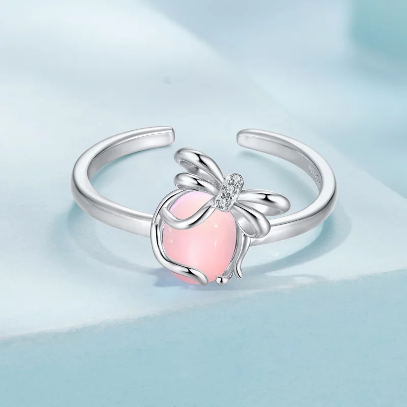 (image pour) Bague Ouverte Noeud Pandora en Argent 925 - Verre et Zircone Plaqués Platine - A - Afficher 3