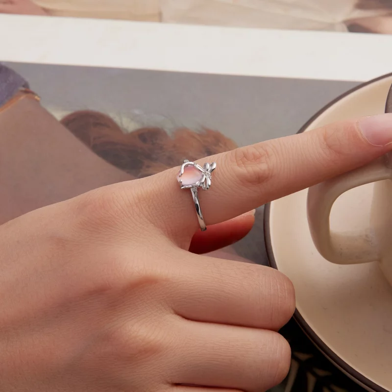 (image pour) Bague Ouverte Noeud Pandora en Argent 925 - Verre et Zircone Plaqués Platine - A - Afficher 5