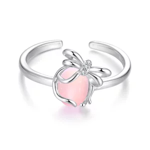 (image pour) Bague Ouverte Noeud Pandora en Argent 925 - Verre et Zircone Plaqués Platine - Ajustable - SCR1139-E