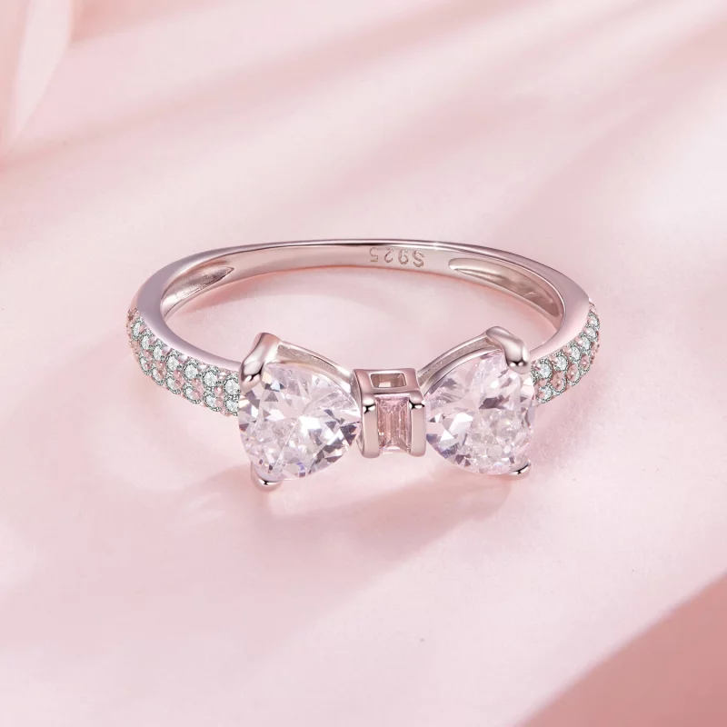 (image pour) Bague Nœud Pandora en Argent 925 avec Zirconium - Plaquée Platine - BSR684 - Afficher 3