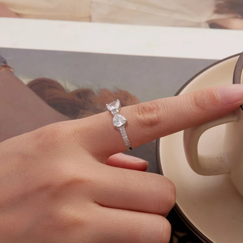 (image pour) Bague Nœud Pandora en Argent 925 avec Zirconium - Plaquée Platine - BSR684 - Afficher 5