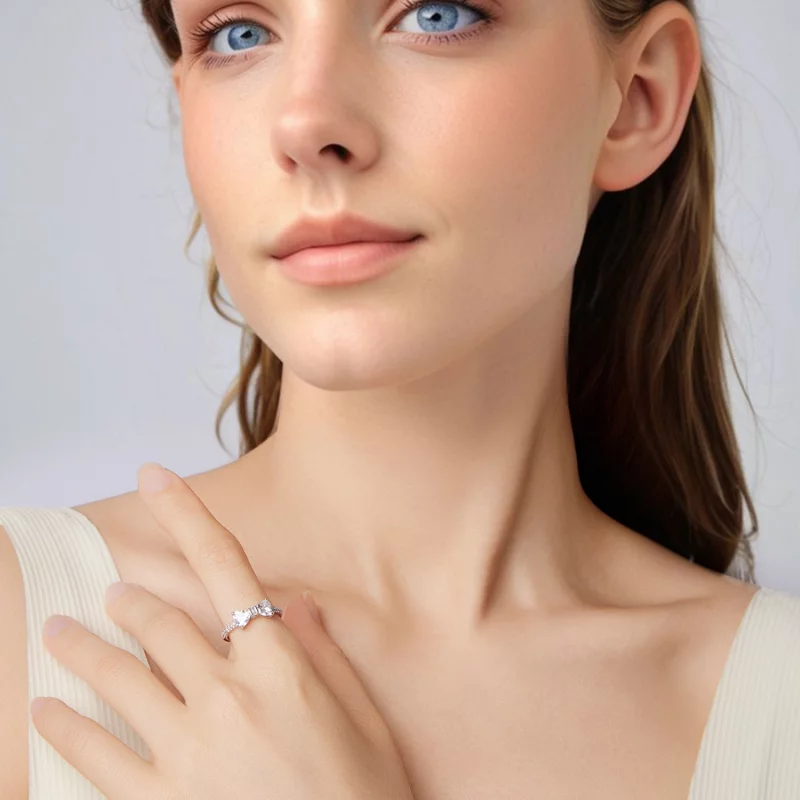 (image pour) Bague Nœud Pandora en Argent 925 avec Zirconium - Plaquée Platine - BSR684 - Afficher 7