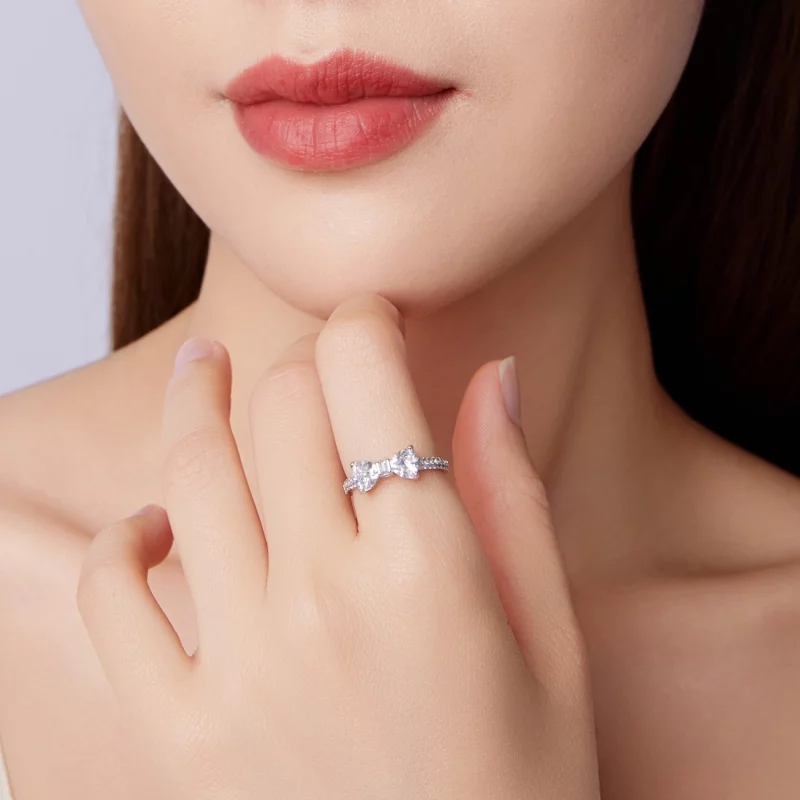 (image pour) Bague Nœud Pandora en Argent 925 avec Zirconium - Plaquée Platine - BSR684 - Afficher 8