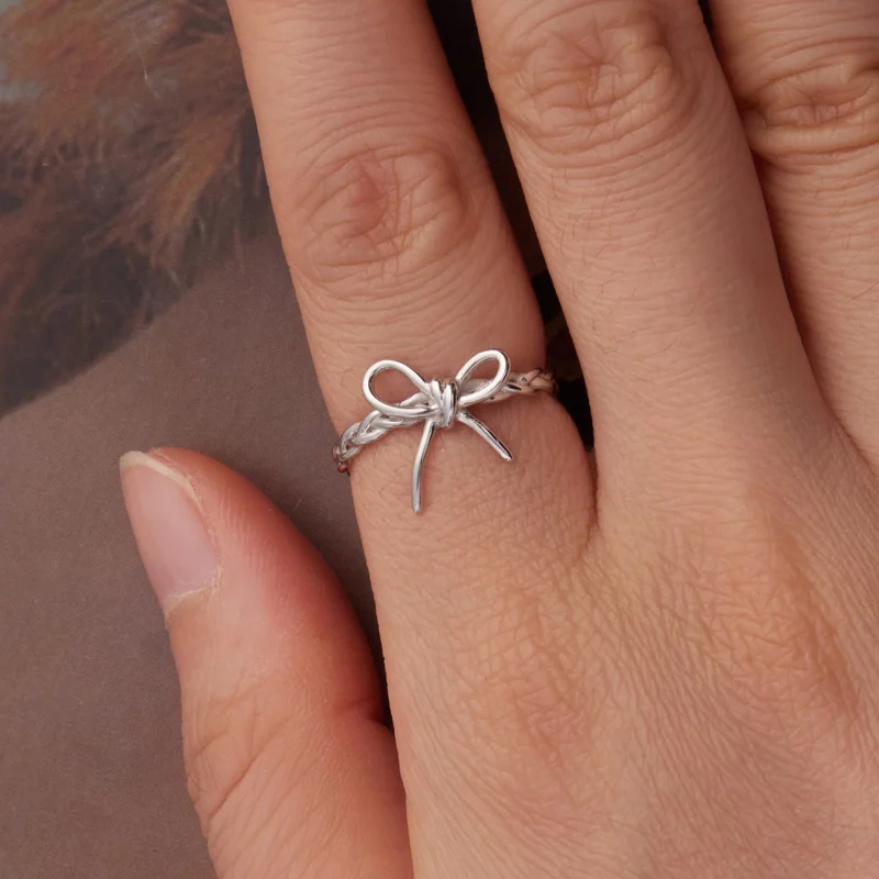 (image pour) Bague Ouverte Nœud Tressé Pandora en Argent 925 - Plaquée Platine - BSR685-E - Afficher 4