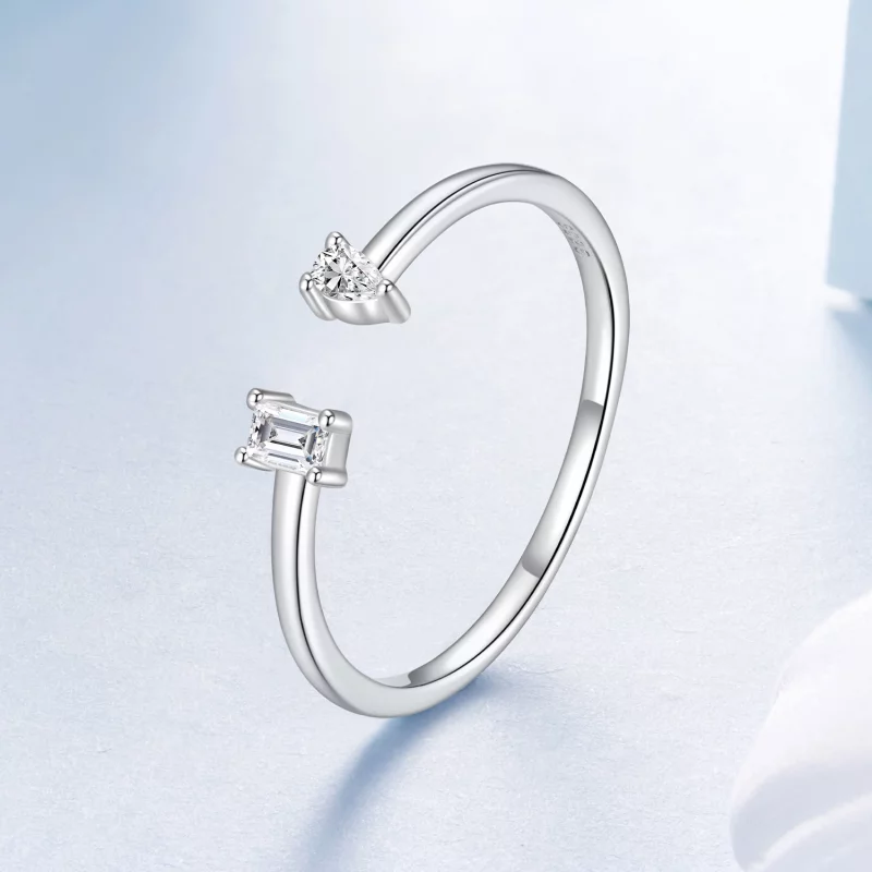 (image pour) Bague ouverte Pandora Style en argent 925 avec zirconium oxydé - Bijoux minimali - Afficher 2