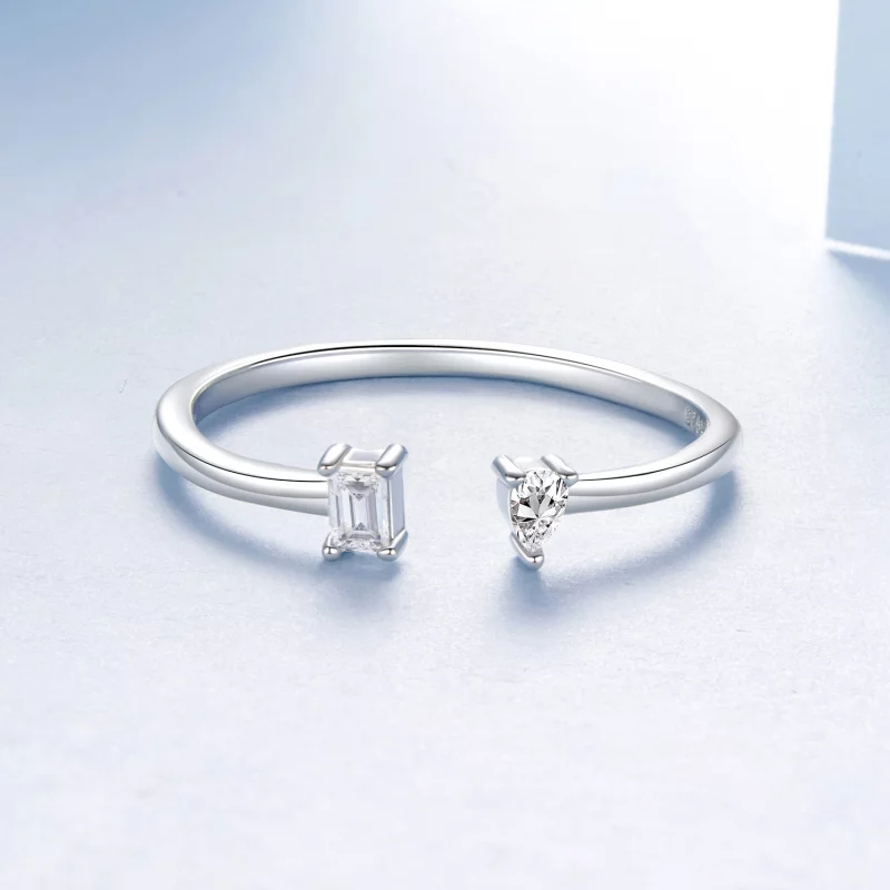 (image pour) Bague ouverte Pandora Style en argent 925 avec zirconium oxydé - Bijoux minimali - Afficher 3