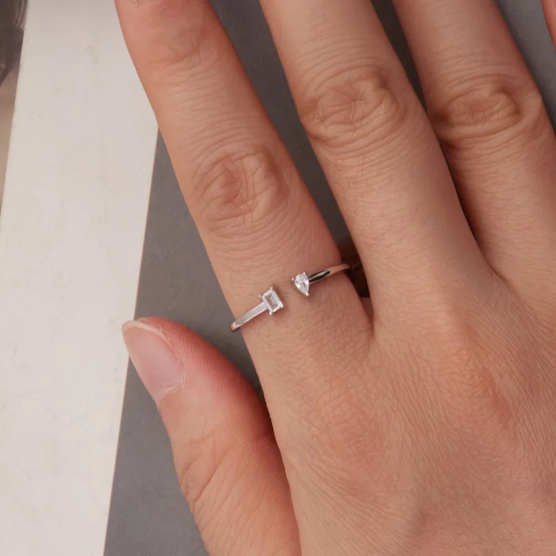 (image pour) Bague ouverte Pandora Style en argent 925 avec zirconium oxydé - Bijoux minimali - Afficher 4