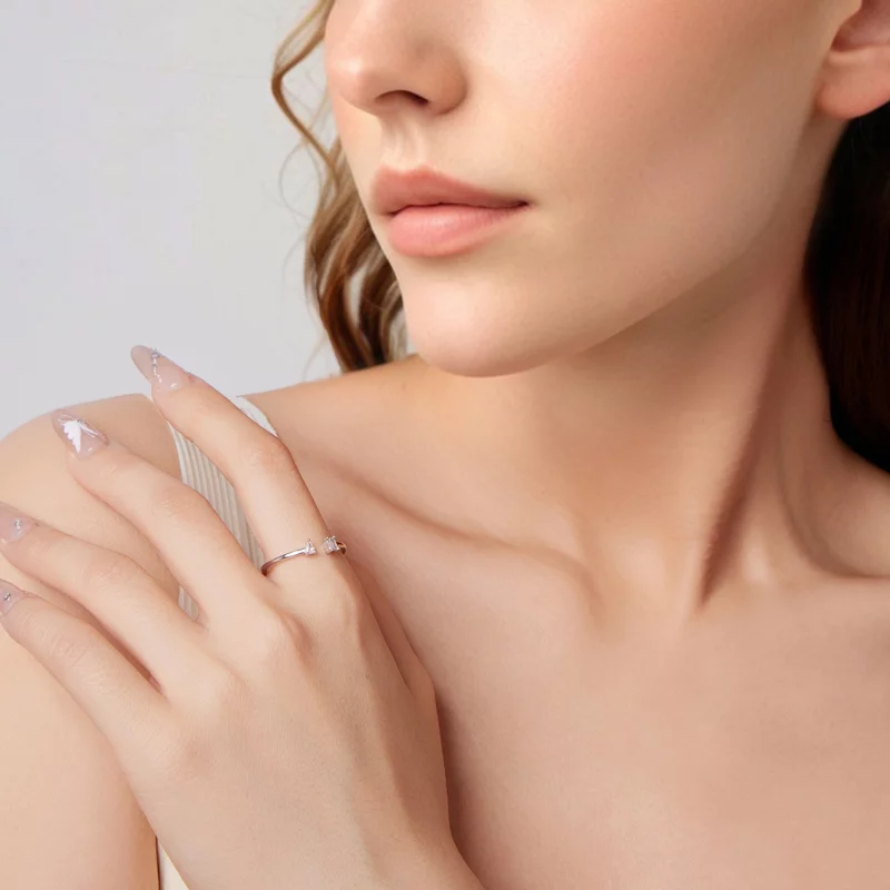 (image pour) Bague ouverte Pandora Style en argent 925 avec zirconium oxydé - Bijoux minimali - Afficher 7