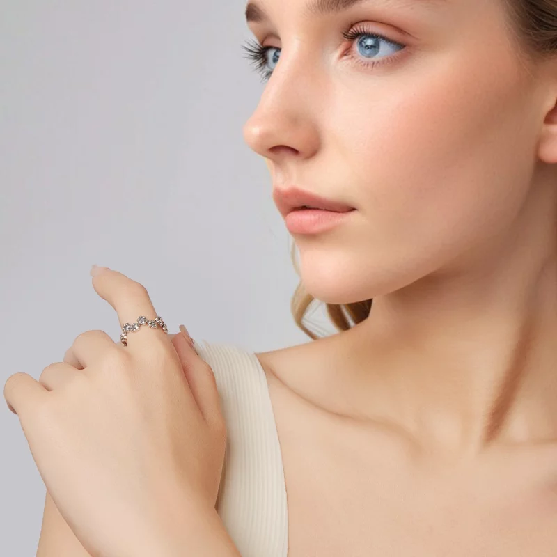 (image pour) Bague Pandora Style en argent 925 avec empreinte de patte et finition oxydée - S - Afficher 7
