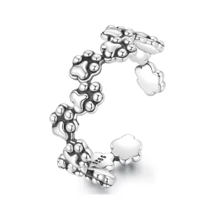(image pour) Bague Pandora Style en argent 925 avec empreinte de patte et finition oxydée - SCR1147-E