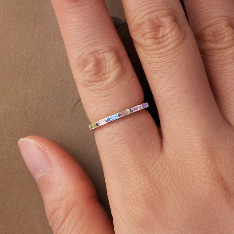 (image pour) Bague Pandora Style en Zircone Cubique Colorée - Argent 925 plaqué or blanc - BS - Afficher 4
