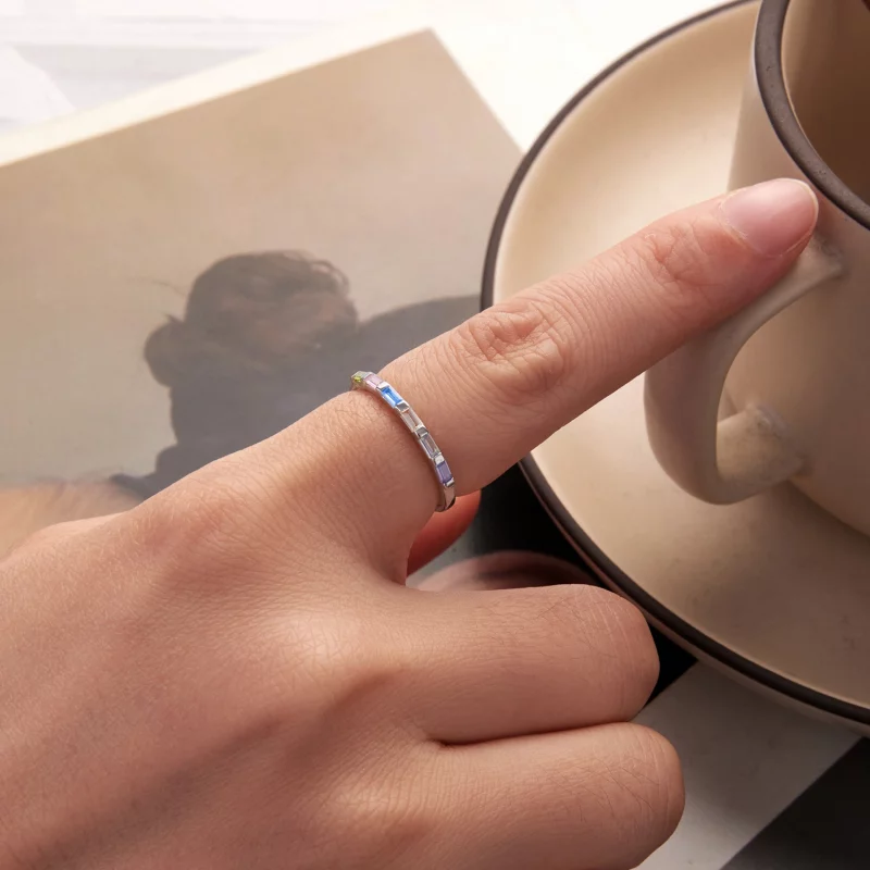 (image pour) Bague Pandora Style en Zircone Cubique Colorée - Argent 925 plaqué or blanc - BS - Afficher 5