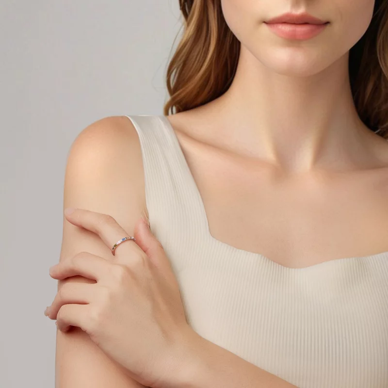 (image pour) Bague Pandora Style en Zircone Cubique Colorée - Argent 925 plaqué or blanc - BS - Afficher 7