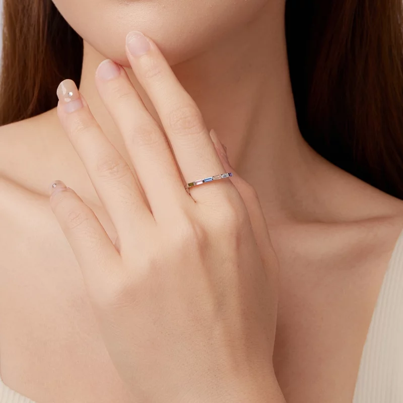 (image pour) Bague Pandora Style en Zircone Cubique Colorée - Argent 925 plaqué or blanc - BS - Afficher 8