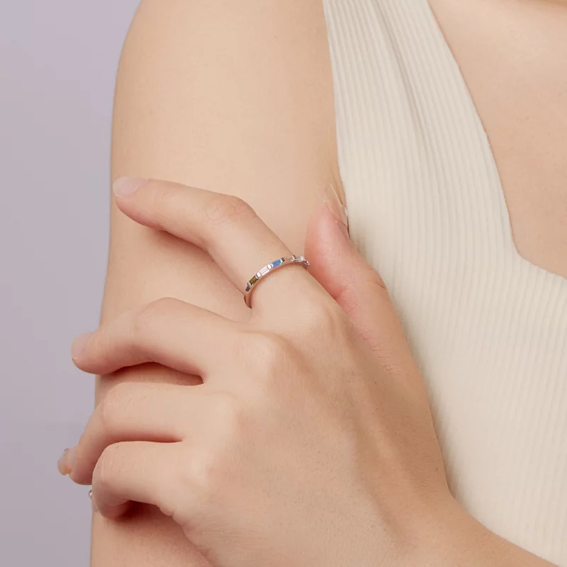 (image pour) Bague Pandora Style en Zircone Cubique Colorée - Argent 925 plaqué or blanc - BS - Afficher 9