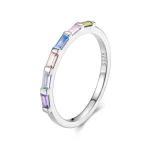 (image pour) Bague Pandora Style en Zircone Cubique Colorée - Argent 925 plaqué or blanc - BSR697