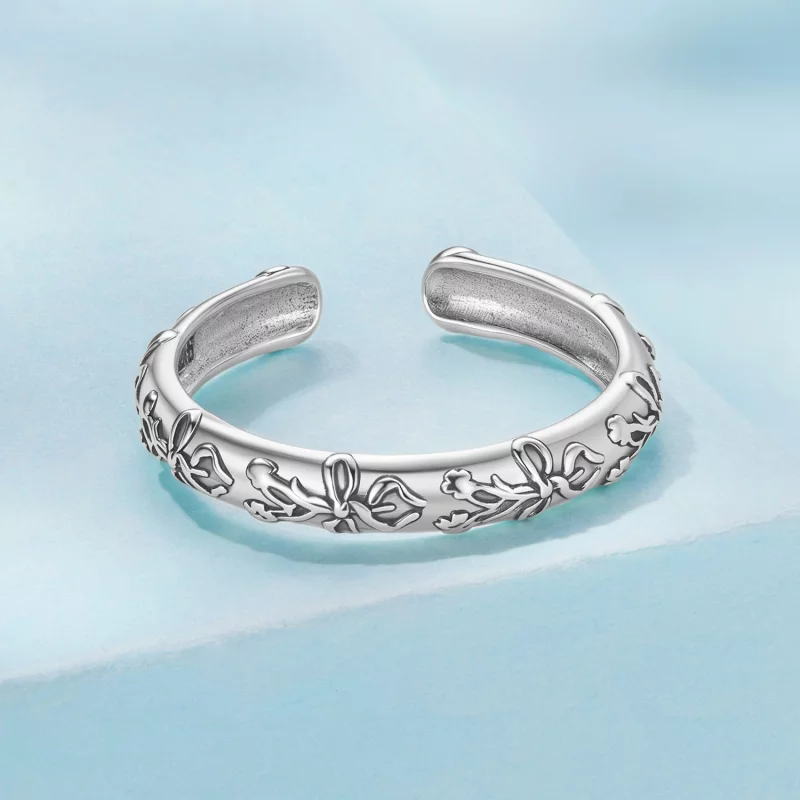 (image pour) Bague Papillon Vintage Ouverte en Argent 925 de Pandora Style - Oxydée et Ajusta - Afficher 3
