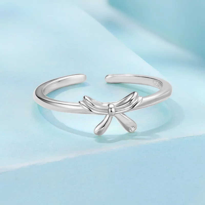 (image pour) Bague Plaine à Nœud Papillon en Argent 925 Pandora Style - Zircone Oxydée Ajusta - Afficher 6