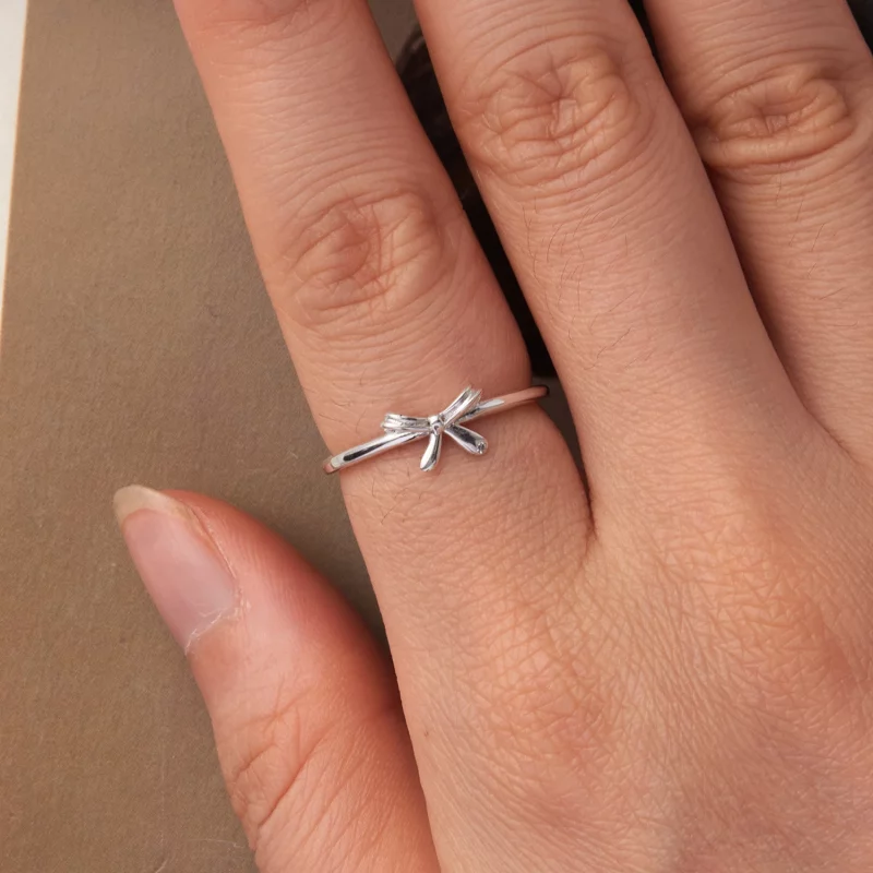 (image pour) Bague Plaine à Nœud Papillon en Argent 925 Pandora Style - Zircone Oxydée Ajusta - Afficher 7