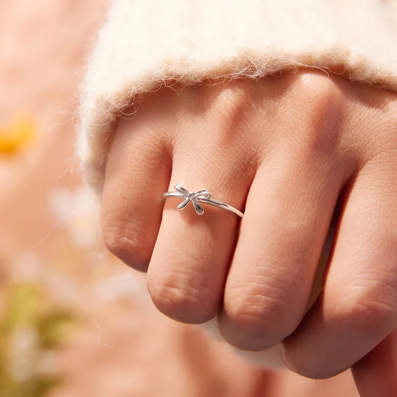 (image pour) Bague Plaine à Nœud Papillon en Argent 925 Pandora Style - Zircone Oxydée Ajusta - Afficher 9