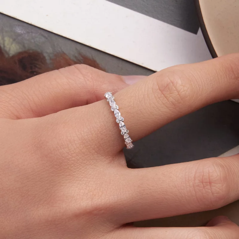(image pour) Bague Pandora Style en Zirconium Cubique Full Pave - Argent 925 plaqué or blanc - Afficher 5