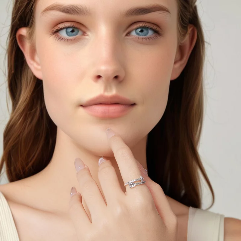 (image pour) Bague Flèche Pavée Pandora en Argent 925 Oxydé avec Zircone Complète et Ajustabl - Afficher 11