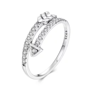 (image pour) Bague Flèche Pavée Pandora en Argent 925 Oxydé avec Zircone Complète et Ajustable - SCR1143